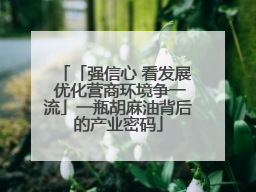 「强信心 看发展 优化营商环境争一流」一瓶胡麻油背后的产业密码