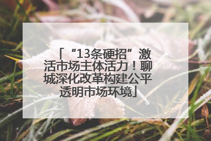 “13条硬招”激活市场主体活力！聊城深化改革构建公平透明市场环境