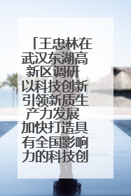 王忠林在武汉东湖高新区调研 以科技创新引领新质生产力发展 加快打造具有全国影响力的科技创新高地
