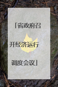 省政府召开经济运行调度会议
