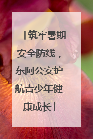 筑牢暑期安全防线，东阿公安护航青少年健康成长