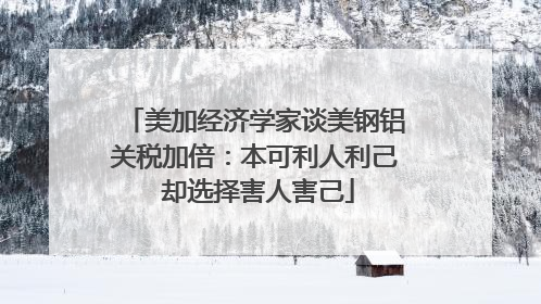 美加经济学家谈美钢铝关税加倍：本可利人利己 却选择害人害己