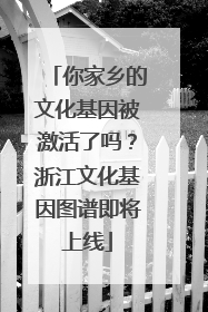 你家乡的文化基因被激活了吗？浙江文化基因图谱即将上线