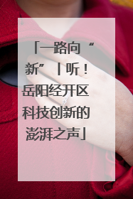 一路向“新”丨听！岳阳经开区科技创新的澎湃之声