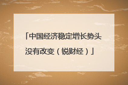 中国经济稳定增长势头没有改变（锐财经）