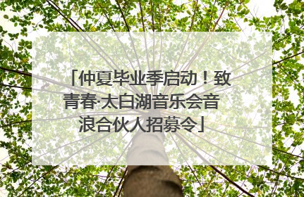 仲夏毕业季启动！致青春·太白湖音乐会音浪合伙人招募令
