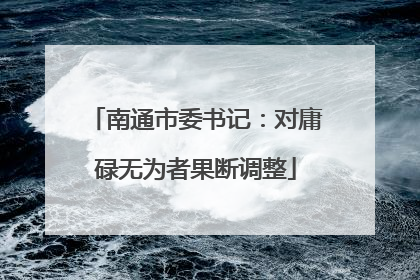 南通市委书记：对庸碌无为者果断调整