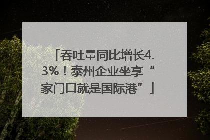 吞吐量同比增长4.3%！泰州企业坐享“家门口就是国际港”