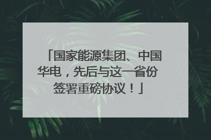国家能源集团、中国华电，先后与这一省份签署重磅协议！
