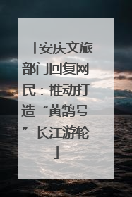 安庆文旅部门回复网民：推动打造“黄鹄号”长江游轮