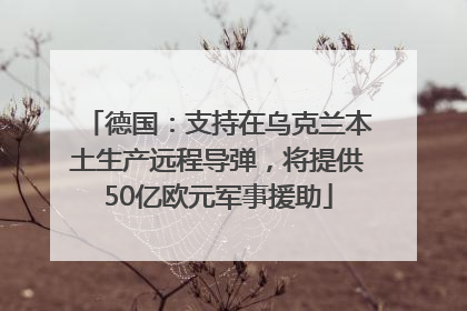 德国：支持在乌克兰本土生产远程导弹，将提供50亿欧元军事援助