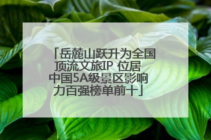 岳麓山跃升为全国顶流文旅IP 位居中国5A级景区影响力百强榜单前十