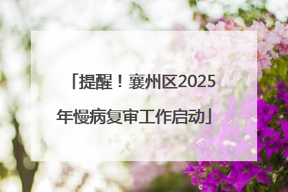 提醒！襄州区2025年慢病复审工作启动