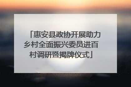 惠安县政协开展助力乡村全面振兴委员进百村调研暨揭牌仪式