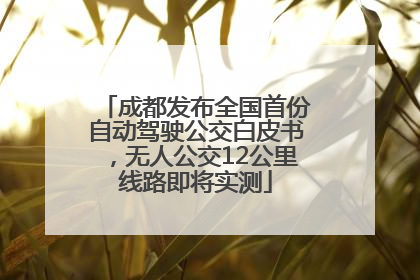 成都发布全国首份自动驾驶公交白皮书，无人公交12公里线路即将实测