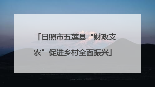日照市五莲县“财政支农”促进乡村全面振兴