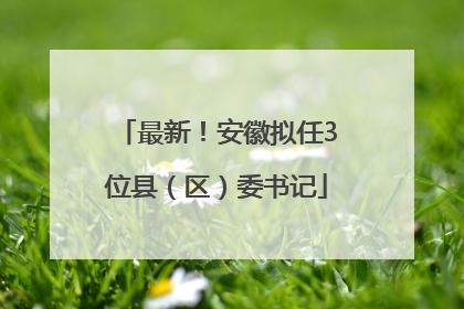 最新！安徽拟任3位县（区）委书记
