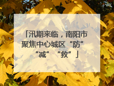 汛期来临，南阳市聚焦中心城区“防”“减”“救”
