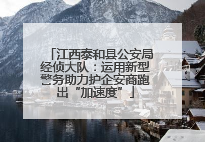 江西泰和县公安局经侦大队：运用新型警务助力护企安商跑出“加速度”