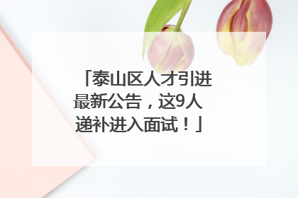 泰山区人才引进最新公告，这9人递补进入面试！
