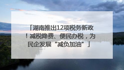 湖南推出12项税务新政！减税降费、便民办税，为民企发展“减负加油”
