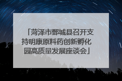 菏泽市鄄城县召开支持明康原料药创新孵化园高质量发展座谈会