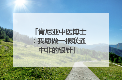 肯尼亚中医博士：我愿做一根联通中非的银针