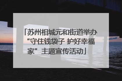 苏州相城元和街道举办“守住钱袋子 护好幸福家”主题宣传活动