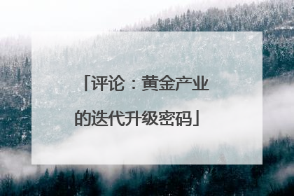 评论：黄金产业的迭代升级密码
