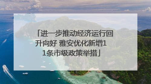 进一步推动经济运行回升向好 雅安优化新增11条市级政策举措