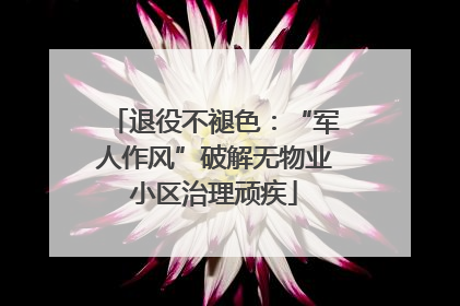 退役不褪色：“军人作风”破解无物业小区治理顽疾