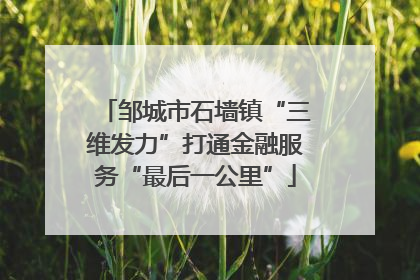 邹城市石墙镇“三维发力”打通金融服务“最后一公里”