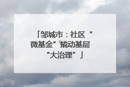 邹城市：社区“微基金”撬动基层“大治理”