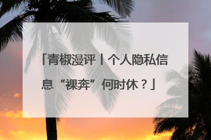 青椒漫评丨个人隐私信息“裸奔”何时休？