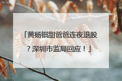 黄杨钿甜爸爸连夜退股？深圳市监局回应！