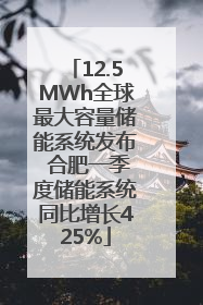 12.5MWh全球最大容量储能系统发布 合肥一季度储能系统同比增长425%