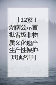 12家！湖南公示首批省级非物质文化遗产生产性保护基地名单