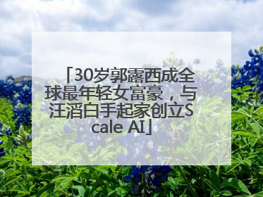 30岁郭露西成全球最年轻女富豪，与汪滔白手起家创立Scale AI